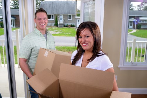 Belgravia moving truck loaded with household furniture and boxes