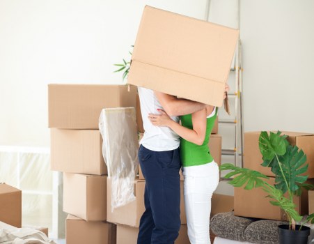 Assorted cardboard boxes and protective packing materials for a local move