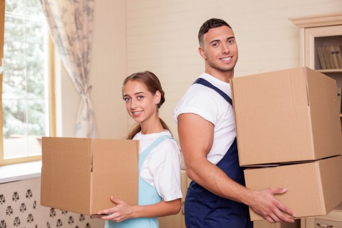 Packed boxes and furniture protection prepared for a Belgravia apartment relocation